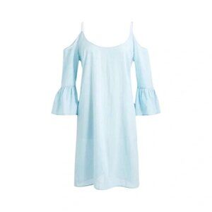 J.Crew Mercantile Light Blue Cold Shoulder Cotton Dress With Bell Sleeves